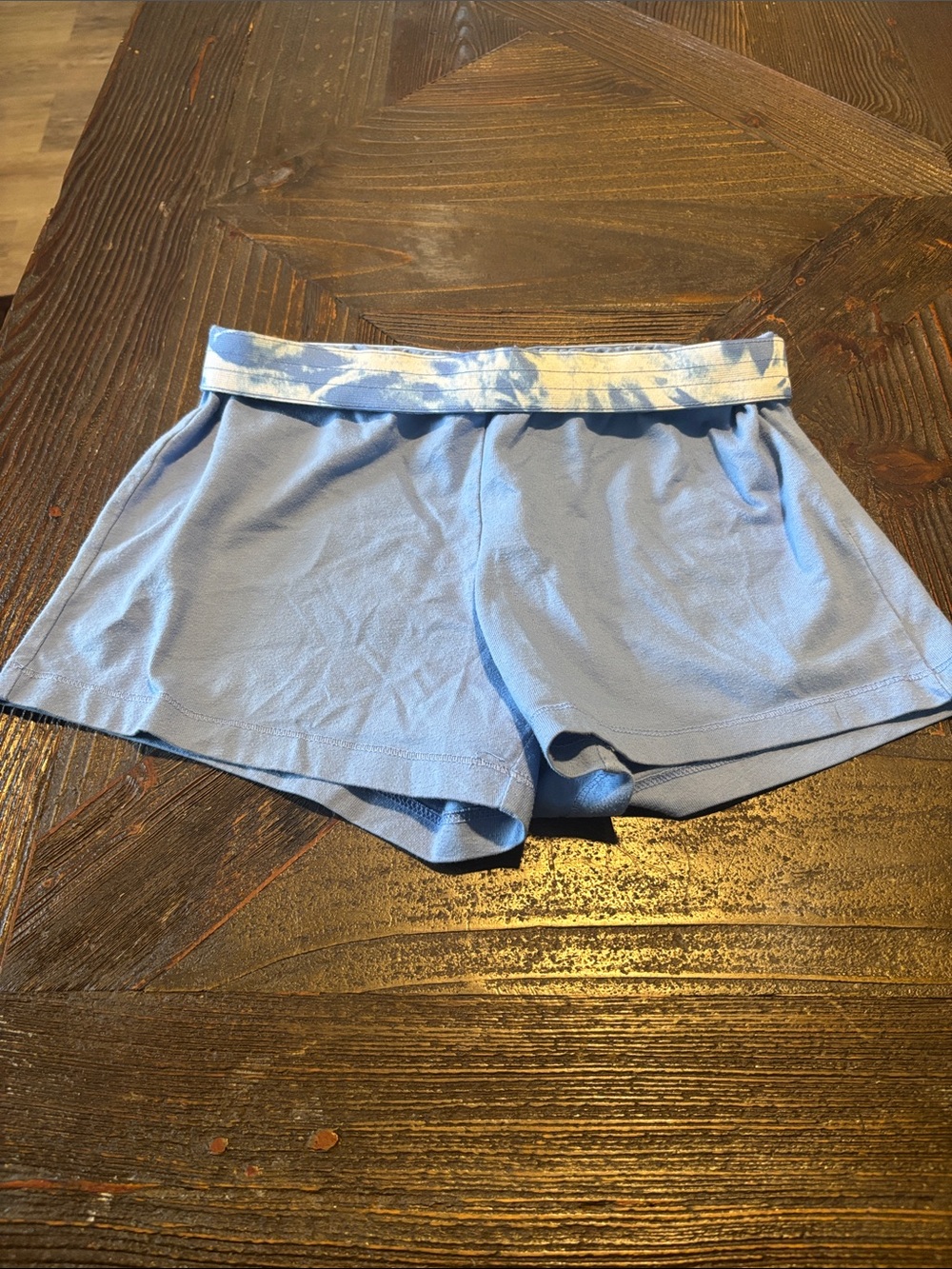 wonder nation light blue girls shorts with tie-dye waist
